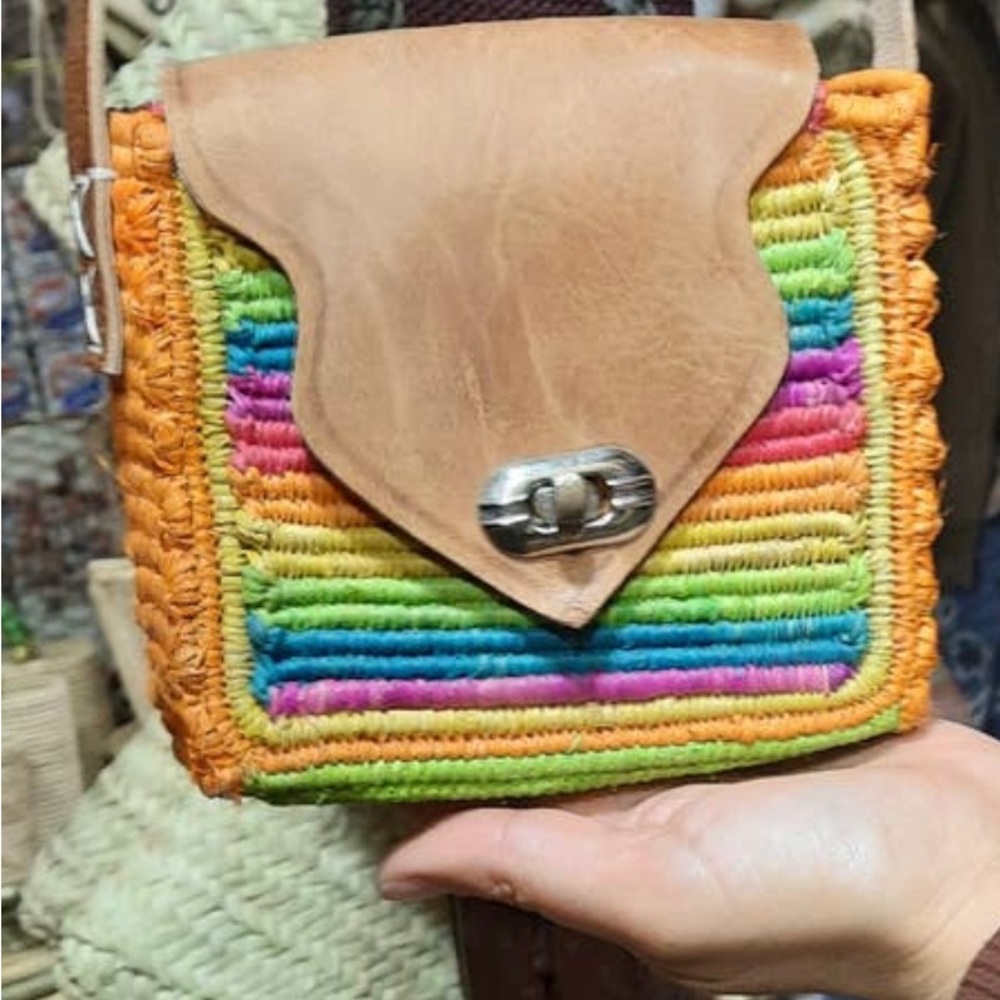 Handmade Multi Color Palm Leaf Bag